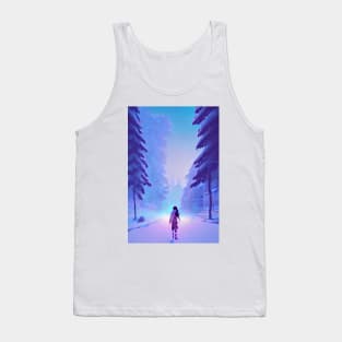 Anime Girl Snowy Forest Christmas Landscape Tank Top